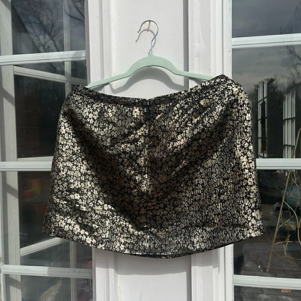 J Crew Collection Marigold Metallic Silk Skirt NWT